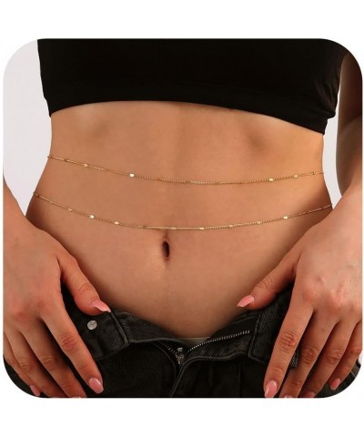 2PCS 25-43Inch 18K Gold Plated Waist Chain Minimalist Pearl Belly Body Chain Gold Layered Sexy Bikini Body Chains Waist Jewel...