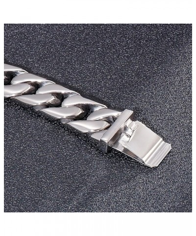 Cuban Bracelet for Men, Stainless Steel Bracelet for Men 8.5 inch Silver Curb Chain Bracelet 17mm Width Style 1 $30.59 Bracelets