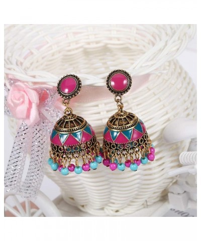 Gypsy Indian Bell Dangle Earrings Set - Retro 4pair/set Round Bell Tassel Hollow Jhumka Earrings for Women A $11.50 Earrings