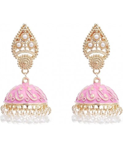 Gypsy Indian Bell Dangle Earrings Set - Retro 4pair/set Round Bell Tassel Hollow Jhumka Earrings for Women A $11.50 Earrings