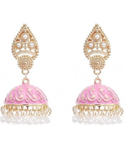 Gypsy Indian Bell Dangle Earrings Set - Retro 4pair/set Round Bell Tassel Hollow Jhumka Earrings for Women A $11.50 Earrings