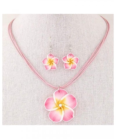 Plumeria Hawaii Flower Polymer Clay Earrings Pendant Necklace Jewelry Sets, Purple Pink $3.87 Jewelry Sets