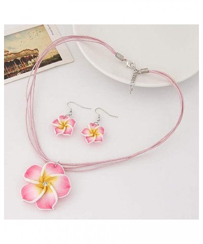 Plumeria Hawaii Flower Polymer Clay Earrings Pendant Necklace Jewelry Sets, Purple Pink $3.87 Jewelry Sets