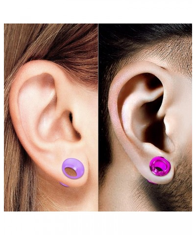 2 Pairs Silicone Double Flared Saddle Piercing Jewelry Stretcher Ear Plugs Earring Lobe Acrylic External Flesh Tunnel A04:Pur...