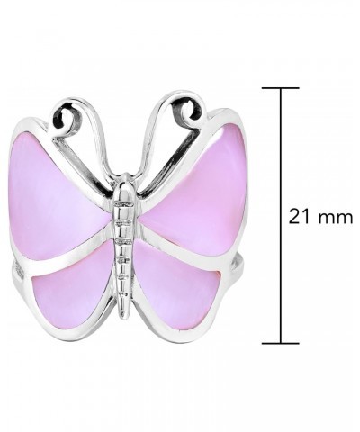 Captivating Butterfly Motif Pink MOP Statement .925 Sterling Silver Ring | Classic Butterfly Wedding Rings For Women | Casual...