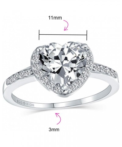 Classic Romantic 3CT AAA CZ Solitaire Heart Shaped Engagement Ring For Women Thin Pave Cubic Zirconia Band Promise Ring .925 ...