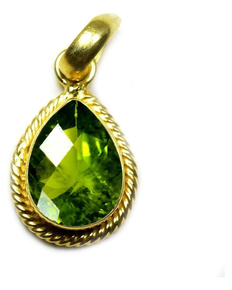 Choose Your Gemstone Pendants Pear Shape Sterling Silver 18K Gold Plated Locket For Men Women gold-plated-copper natural-face...