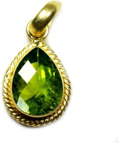 Choose Your Gemstone Pendants Pear Shape Sterling Silver 18K Gold Plated Locket For Men Women gold-plated-copper natural-face...