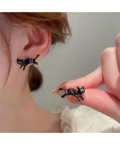 Tiny Black Cat Stud Earrings Funny Cat Animal Earrings Lovely Pet Cat Earrings for Women Girls black cat $8.69 Earrings