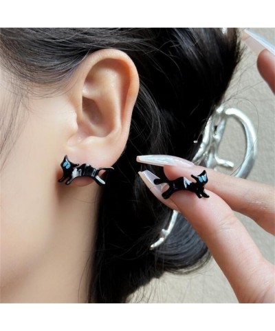 Tiny Black Cat Stud Earrings Funny Cat Animal Earrings Lovely Pet Cat Earrings for Women Girls black cat $8.69 Earrings