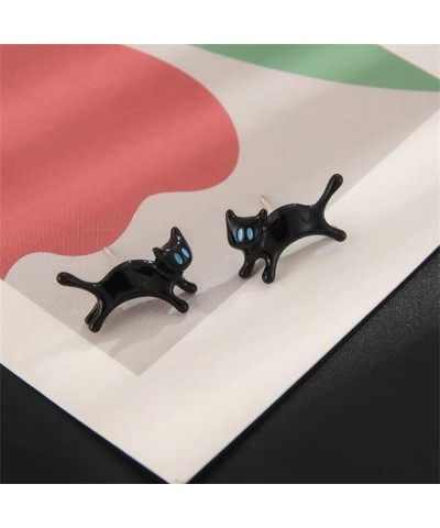 Tiny Black Cat Stud Earrings Funny Cat Animal Earrings Lovely Pet Cat Earrings for Women Girls black cat $8.69 Earrings