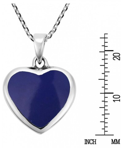 Love Forever Double-Sided Heart with Blue Lapis Stone .925 Sterling Silver Necklace | Blue Stone Necklace | White Heart Neckl...