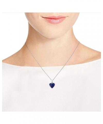 Love Forever Double-Sided Heart with Blue Lapis Stone .925 Sterling Silver Necklace | Blue Stone Necklace | White Heart Neckl...