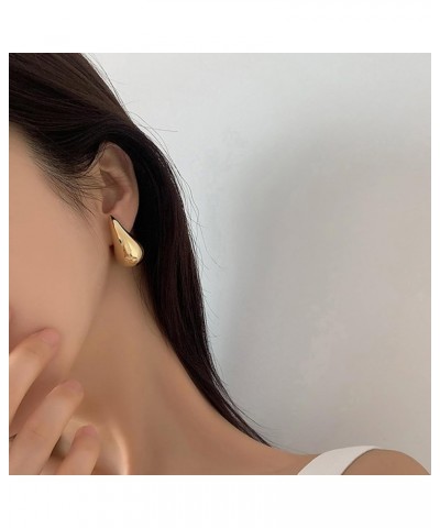 Tear Drop Earrings for Women, Chunky Gold Hoop Polishing Hypoallergenic Lightweight Waterdrop Trending Oversized Hollow Open ...