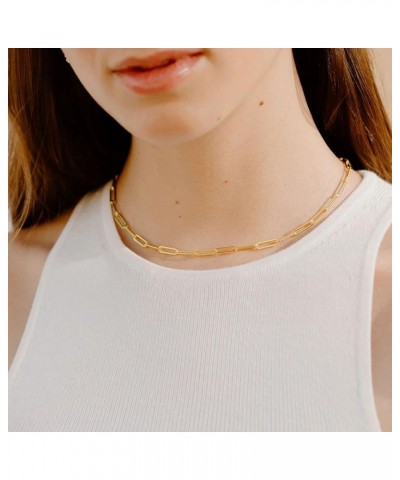 Layered Gold Initial Necklaces for Women, Chunky 14K Gold Plated Paperclip Chain Necklace for Women Gold Coin Simple Letter P...