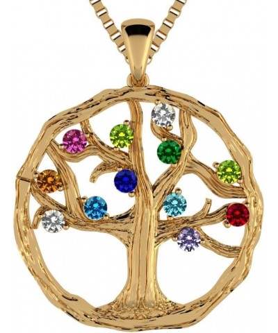 Tree of Life Mothers Birthstone Necklace in Silver-10K or 14K Gold. Up to 12stones Yellow Gold Plated Sterling Silver Tree Of...