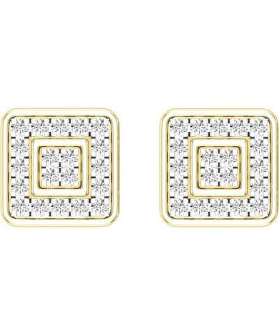 Ladies Square Shape Stud Earrings, Available in Various Round Diamonds & Metal in 10K/14K/18K Gold & 925 Sterling Silver Whit...