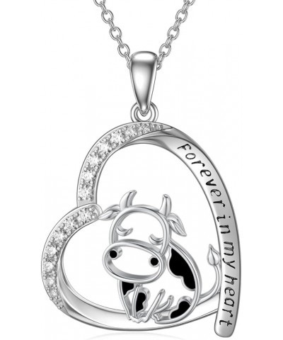 Mothers Day Gifts for Mom Women Girls Cow Necklace for Women 925 Sterling Silver Cow Gifts Pendant Jewelry Birthday for Her H...