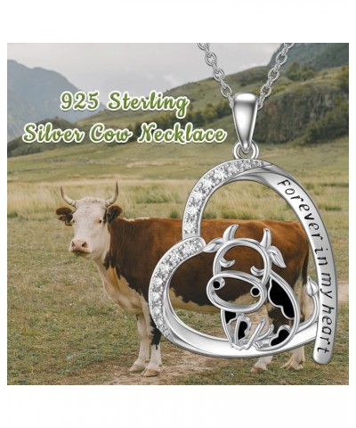 Mothers Day Gifts for Mom Women Girls Cow Necklace for Women 925 Sterling Silver Cow Gifts Pendant Jewelry Birthday for Her H...