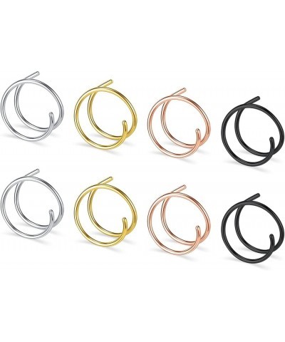 20g Double Nose Hoop Ring for Single Piercing - Double Hoop Nose Rings for Women Men Surgical Stainless Steel Nostril Nose Pi...