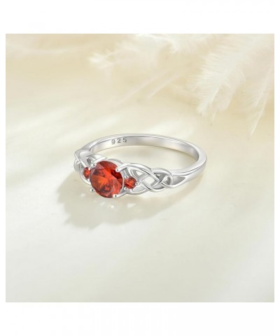 Celtic Knot Ring for Women 925 Sterling Silver 3-Stone Promise Ring Size 5-10 01-garnet-Jan $29.69 Rings