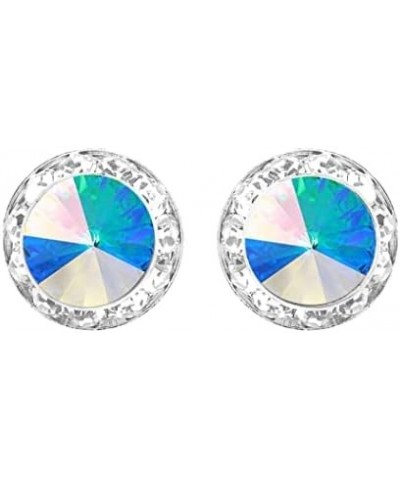 Women's Timeless Classic Statement Hypoallergenic Post Back Halo Earrings Made With Premium Crystals 20mm, AB Crystal Silver ...