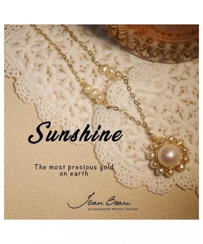 Pearl Pendant Chain Necklace Long Drop Gold Dainty Adjustable Y Necklace for Women Girls Gold Sunflower $7.79 Necklaces