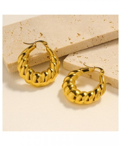 Vintage Boho 18K Golden Circle Round Hoop Earrings Stainless Steel Drop Earrings Jewelry for Women Girls(er006404) Style I $1...