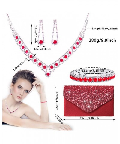 Women Clutch Purse Jewelry Set, Necklace And Earring Sets for Women Including Bracelet Ring Clutch Bag, Elegant Jewelry Set f...