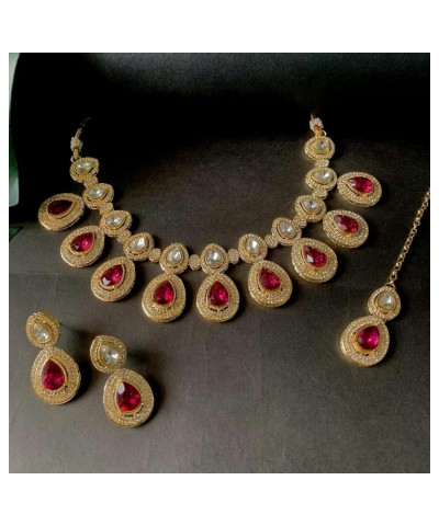 Indian Wedding Bollywood Gold Plated Traditional Kundan & Stone Choker Necklace Jewellery With Earrings Set for Women/Girls P...