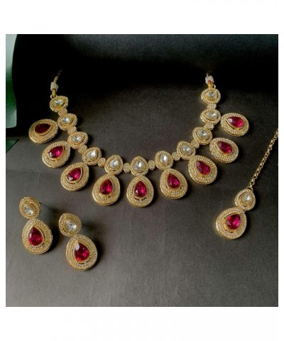 Indian Wedding Bollywood Gold Plated Traditional Kundan & Stone Choker Necklace Jewellery With Earrings Set for Women/Girls P...