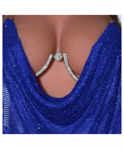 Rhinestone Chest Chain Crystal Bra Bracket Chains Trendy Bikini Body Chains Partying Jewelry for Women and Girls (Silver Coin...