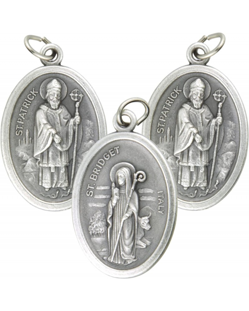 Double Sided Saint Patrick and St. Bridget Medal, Prayer Charm for Fertility, Ideal Gift for Newborns and Midwives, 1 Inch (P...