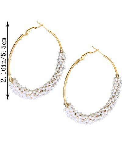 Bohemian Beaded Hoop Earrings For Women Mixed Color Bead Dangle Earrings For Women Girls Boho Jewelry style-2 $5.50 Earrings