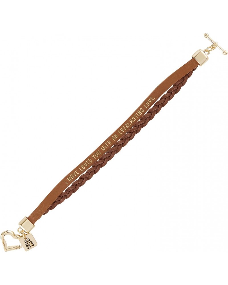 Faithworks-Wrapped in Love-One-Size-Fits-Most Faux Suede Bracelet with Heart Clasp T-Bar Closure, Brown $7.53 Bracelets