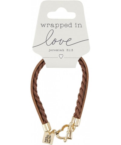 Faithworks-Wrapped in Love-One-Size-Fits-Most Faux Suede Bracelet with Heart Clasp T-Bar Closure, Brown $7.53 Bracelets