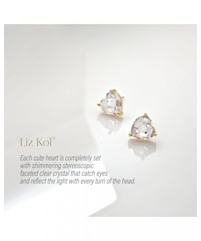 Brilliant Heart Earrings for women and girls, Gold Stud Earrings with Sterling Silver Post Jewelry Clear $13.44 Earrings