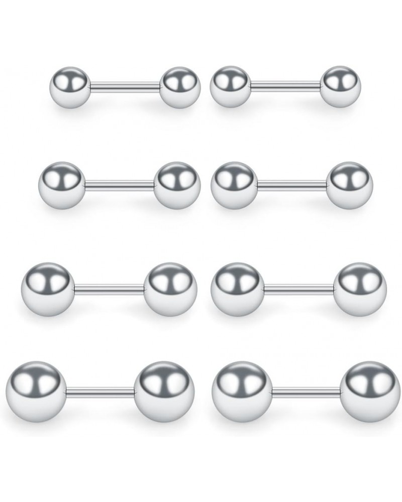 4 Pairs 16G Stainless Steel Ball Stud Earrings Set for Men Women Barbell Stud Earrings 3-6mm 3Pairs - Silver $6.88 Body Jewelry