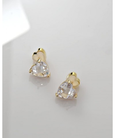 Brilliant Heart Earrings for women and girls, Gold Stud Earrings with Sterling Silver Post Jewelry Clear $13.44 Earrings