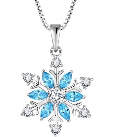 Snowflakes Necklace 925 Sterling Silver Frozen Snowflakes Birthstone Pendant for Women with 5A Cubic Zirconia Jewelry for Wom...