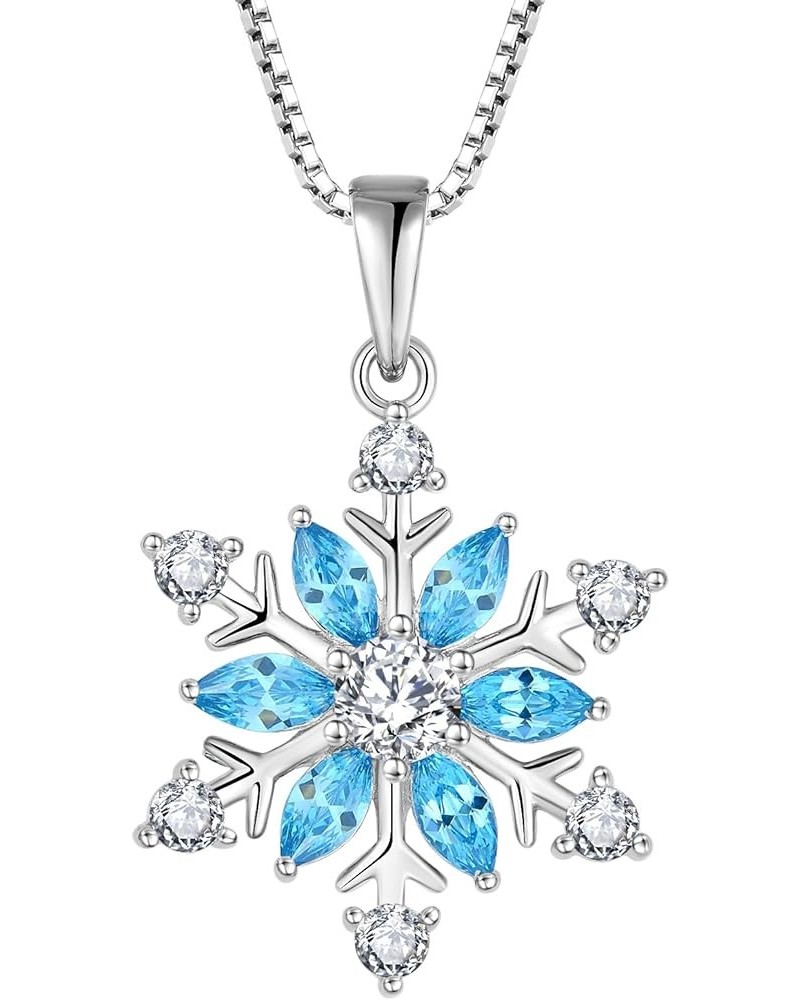 Snowflakes Necklace 925 Sterling Silver Frozen Snowflakes Birthstone Pendant for Women with 5A Cubic Zirconia Jewelry for Wom...