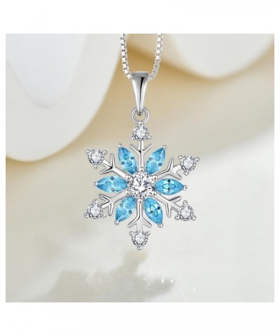 Snowflakes Necklace 925 Sterling Silver Frozen Snowflakes Birthstone Pendant for Women with 5A Cubic Zirconia Jewelry for Wom...