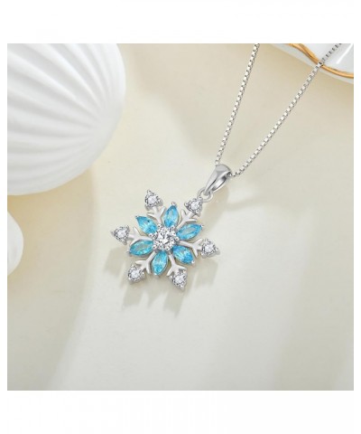 Snowflakes Necklace 925 Sterling Silver Frozen Snowflakes Birthstone Pendant for Women with 5A Cubic Zirconia Jewelry for Wom...