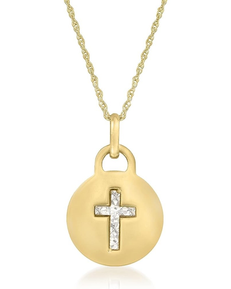 Italian 14kt 2-Tone Gold Diamond-Cut Cross Pendant Necklace 20.0 Inches $135.30 Necklaces