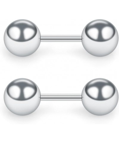 4 Pairs 16G Stainless Steel Ball Stud Earrings Set for Men Women Barbell Stud Earrings 3-6mm 3Pairs - Silver $6.88 Body Jewelry