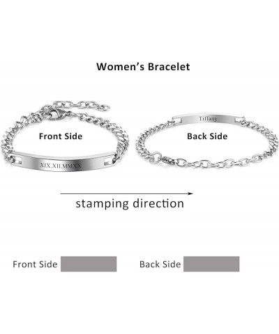 2pcs Couple Bracelets Custom His and Her Bracelet Free Engraving ID Name Date Matching Couples Bracelets for Women Men Lover ...