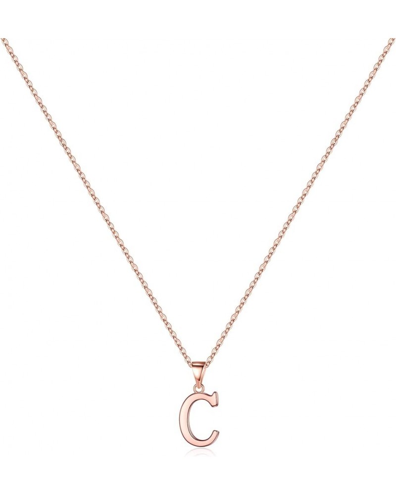 S925 Sterling Silver Initial Necklaces for Women Girls, Dainty 14K Rose Gold Vermeil Initial Necklace Letter Initial Pendant ...