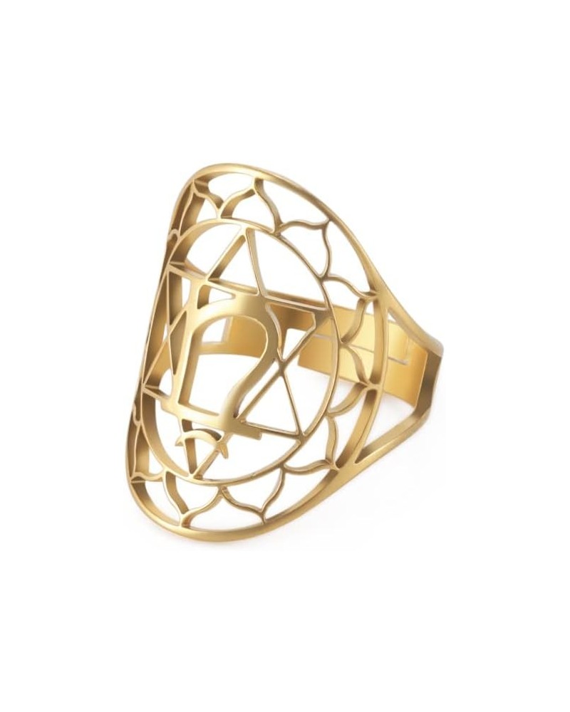 Flower of Life Ring Adjustable Filigree Flower Ring Band For Women Large Hollow Finger Rings Cosplay Party Jewelry 317, gold ...