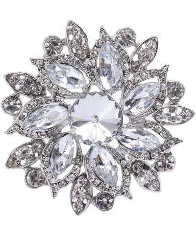 Wedding Bridal Saprkling Crystal Rhinestone Marquise Flower Brooch Pin for Women Party Costume Jewelry Clear Silver-Tone $6.3...