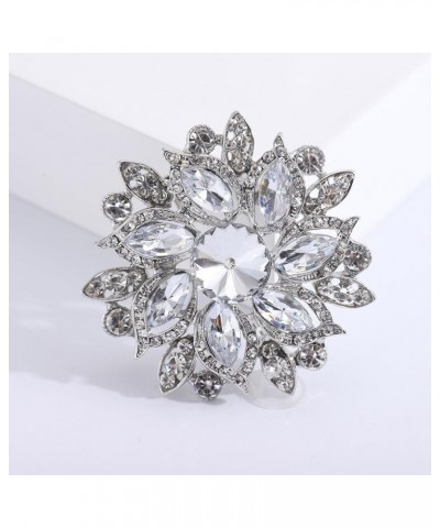 Wedding Bridal Saprkling Crystal Rhinestone Marquise Flower Brooch Pin for Women Party Costume Jewelry Clear Silver-Tone $6.3...